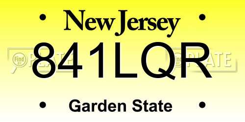 841LQR New Jersey License Plate