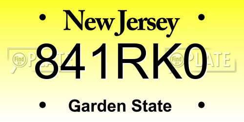 841RK0 New Jersey License Plate