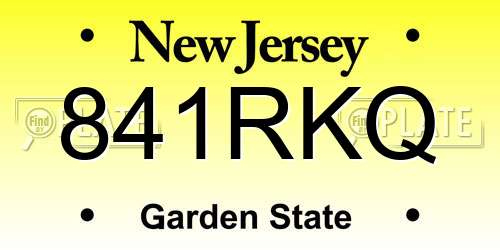 841RKQ New Jersey License Plate