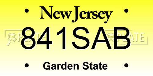841SAB New Jersey License Plate
