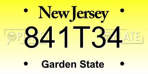 841T34 New Jersey License Plate