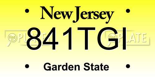 841TGI New Jersey License Plate