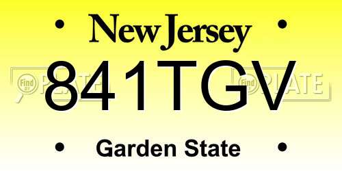 841TGV New Jersey License Plate