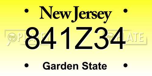 841Z34 New Jersey License Plate