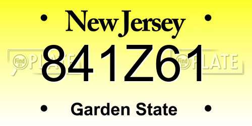 841Z61 New Jersey License Plate