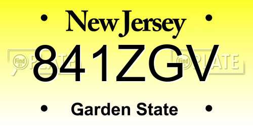 841ZGV New Jersey License Plate