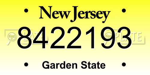 8422193 New Jersey License Plate