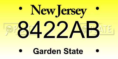 8422AB New Jersey License Plate