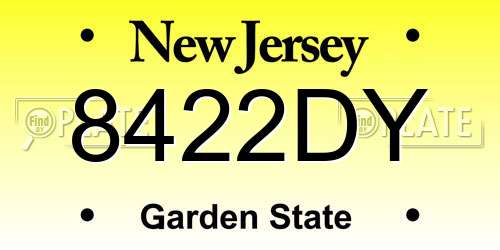 8422DY New Jersey License Plate