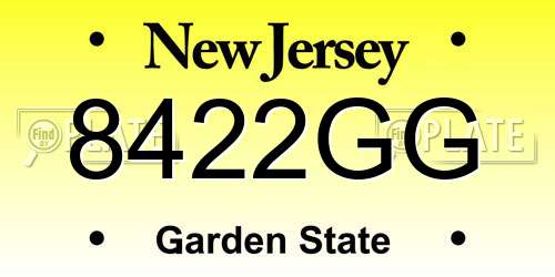 8422GG New Jersey License Plate