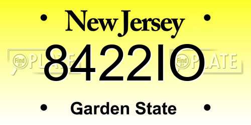 8422IO New Jersey License Plate