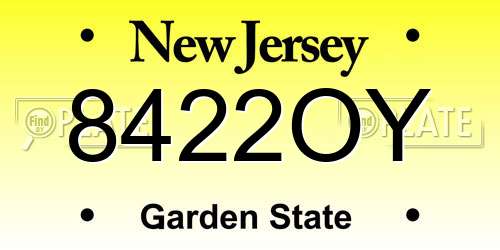 8422OY New Jersey License Plate