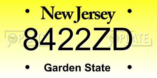 8422ZD New Jersey License Plate
