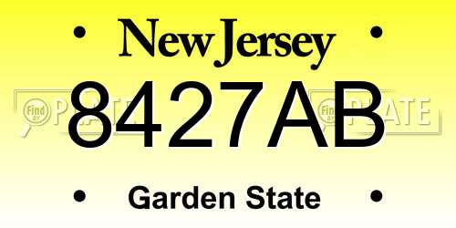 8427AB New Jersey License Plate