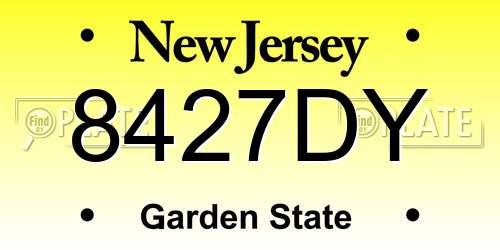 8427DY New Jersey License Plate