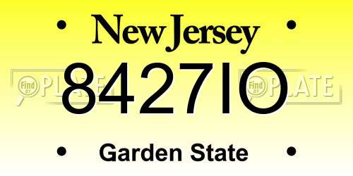 8427IO New Jersey License Plate
