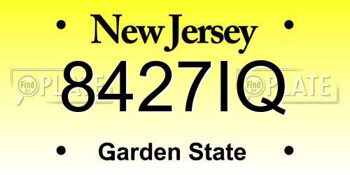 8427IQ New Jersey License Plate