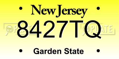 8427TQ New Jersey License Plate
