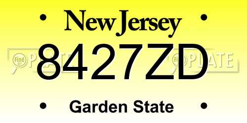 8427ZD New Jersey License Plate