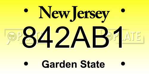 842AB1 New Jersey License Plate