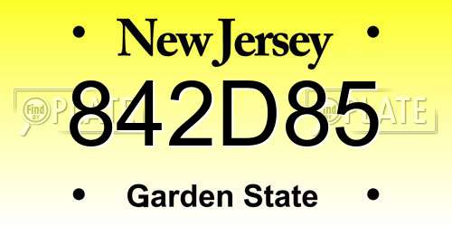 842D85 New Jersey License Plate