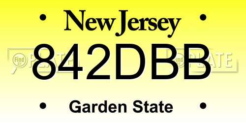 842DBB New Jersey License Plate