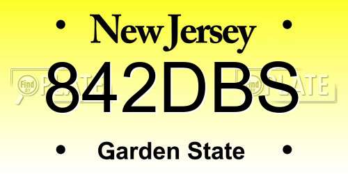 842DBS New Jersey License Plate