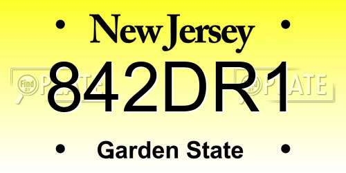 842DR1 New Jersey License Plate