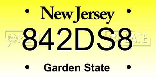 842DS8 New Jersey License Plate