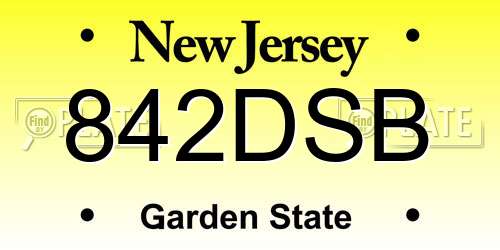 842DSB New Jersey License Plate