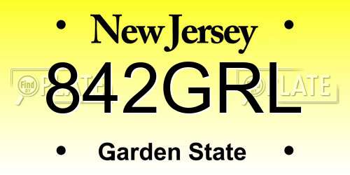 842GRL New Jersey License Plate