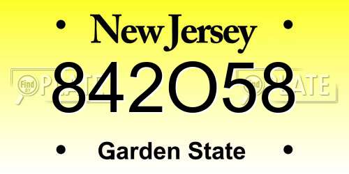 842O58 New Jersey License Plate