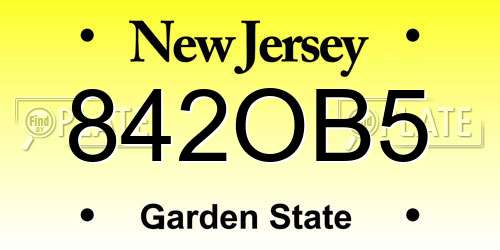 842OB5 New Jersey License Plate