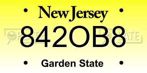 842OB8 New Jersey License Plate