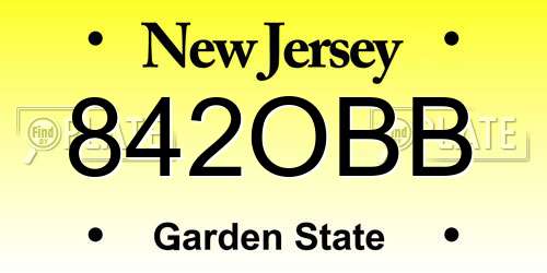 842OBB New Jersey License Plate