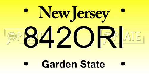 842ORI New Jersey License Plate