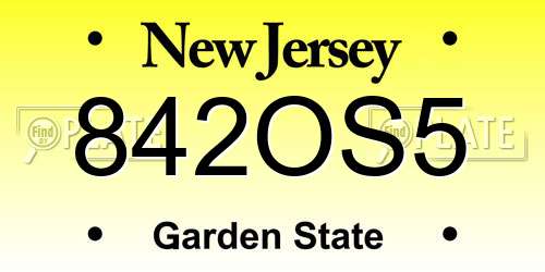 842OS5 New Jersey License Plate