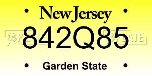 842Q85 New Jersey License Plate