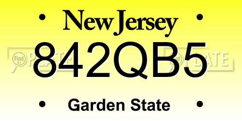 842QB5 New Jersey License Plate