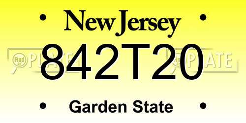 842T20 New Jersey License Plate