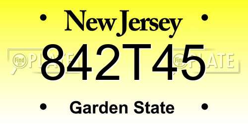 842T45 New Jersey License Plate