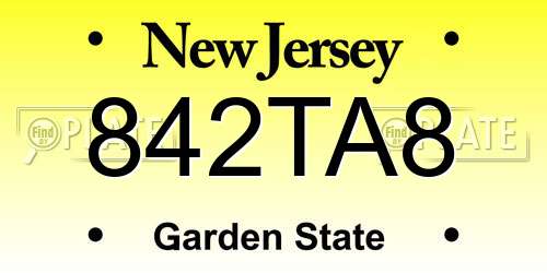 842TA8 New Jersey License Plate