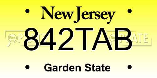 842TAB New Jersey License Plate