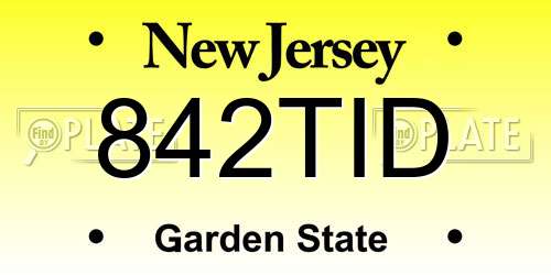 842TID New Jersey License Plate