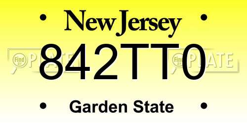 842TT0 New Jersey License Plate
