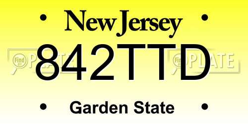 842TTD New Jersey License Plate