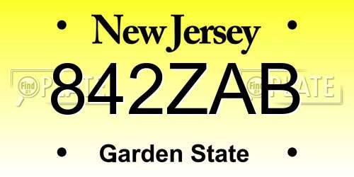 842ZAB New Jersey License Plate