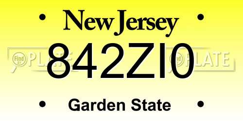 842ZI0 New Jersey License Plate