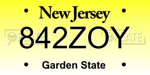 842ZOY New Jersey License Plate