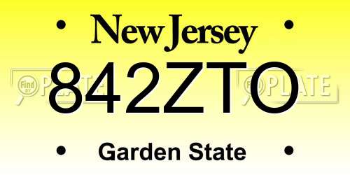 842ZTO New Jersey License Plate